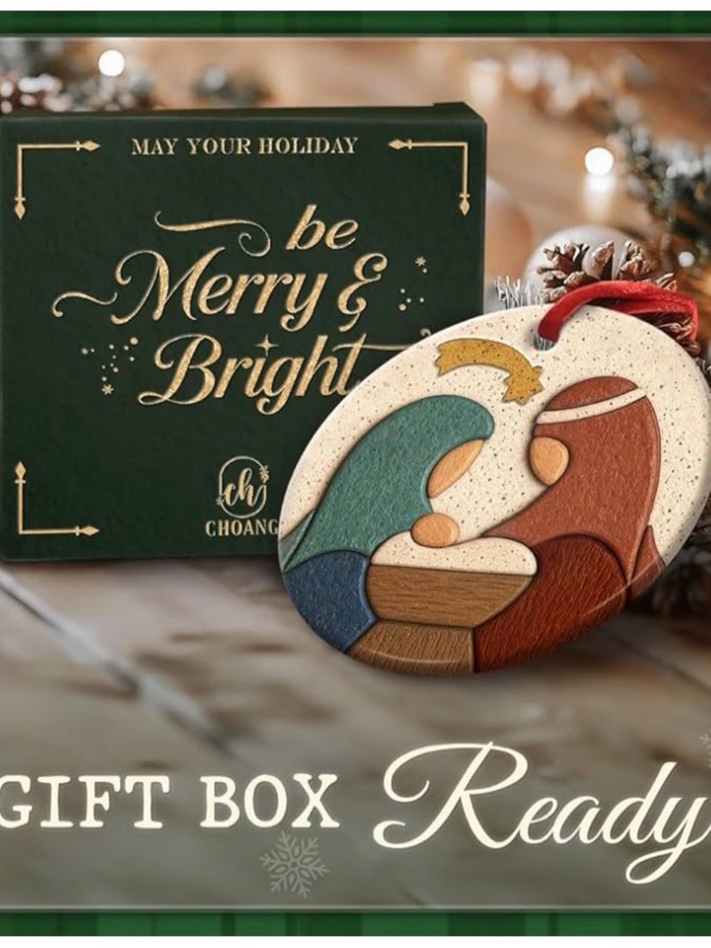 Nwt new in box ceramic Christmas ornament - Picture 2 of 4